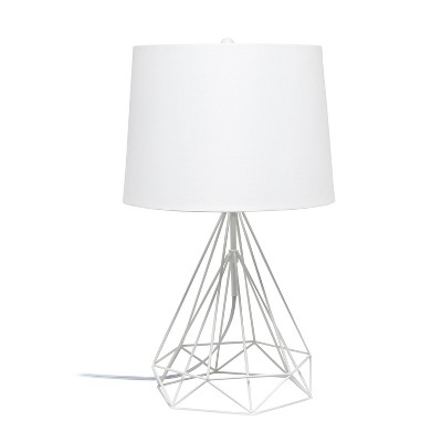 Geometric Wired Table Lamp with Fabric Shade White - Lalia Home