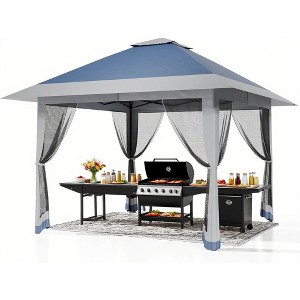 13x13FT Pop-Up Gazebo with Mosquito Net, Instant Canopy Tent, Double Roof, Adjustable Height, UV-Resistant Outdoor Shelter for Patio & Garden - 1 of 4