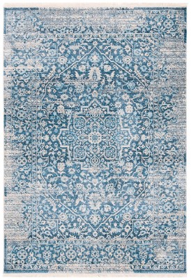 Hand-Knotted Blue Synthetic Vintage Persian Rug 2' 6" x 4'