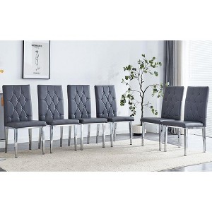 Kumasinova 15.9"H Modern Minimalist Tufted Dining Chairs Set of 2/4/6,Elegant Metal Armless Chairs with PU Back for Dining Room&Kitchen - 1 of 4