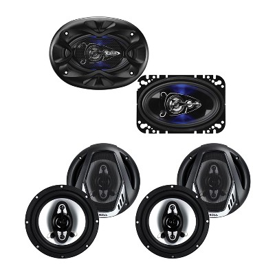 Boss 4 x 6" 4 Way 250W Full Range Speakers Pair and 4 6.5" 400W Coaxial Speakers