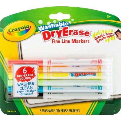 Crayola Washable Dry-Erase Fine Line Markers 6/BX Ast 985906