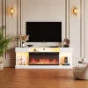 WOWLIVE 80" Fireplace TV Stand with LED Lights and Charge Station, Sleek Modern Entertainment Center with Storage for Living Room - 2 of 4