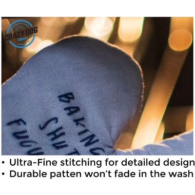 Navy Dog Lover Graphic Oven Mitt with Colorful Dogs