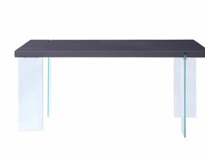 Contemporary 57'' Clear Glass Dining Table with High Gloss Finish