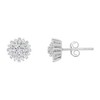 1/2 Carat Real Diamond Sunburst Floral Cluster Stud Earrings in Sterling Silver - 2 of 4