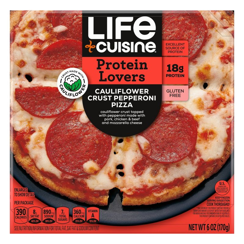 Life Cuisine Protein Lovers Gluten Free Frozen Cauliflower Crust Pepperoni Pizza - 6oz, 1 of 14