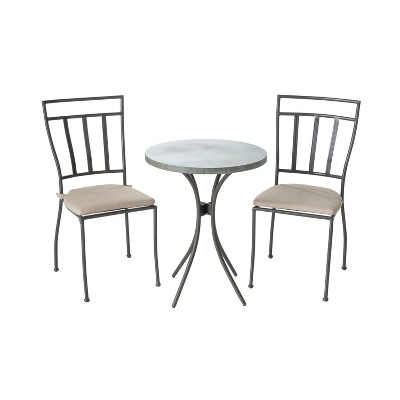 3pc Steel & Faux Stone Bistro Set with 24" Table - Alfresco Home