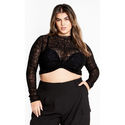 Women's Plus Size Swirl Frankie Top - black | CITY CHIC