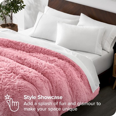Light Pink Shaggy Faux Fur Twin/Twin XL Duvet Cover