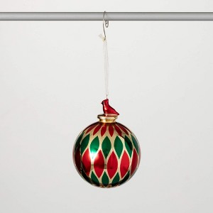 5"H Sullivans Christmas Diamond Ball Ornament  Red-Green - 1 of 2