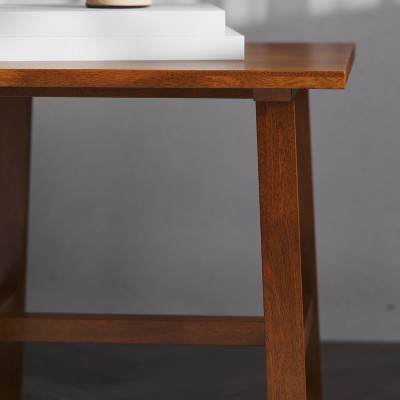 Walnut Solid Wood Farmhouse Trestle End Table