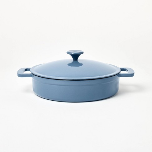 Enameled Cast Iron Covered Stock Pot with Dual Handle 3.5 QT