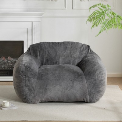 Faux Fur Oversized Bean Bag Chair, Ultra Soft Floor Sofa for Adults & Kids, Cozy Lounge Seat for Bedroom or Living Room - The Pop Home