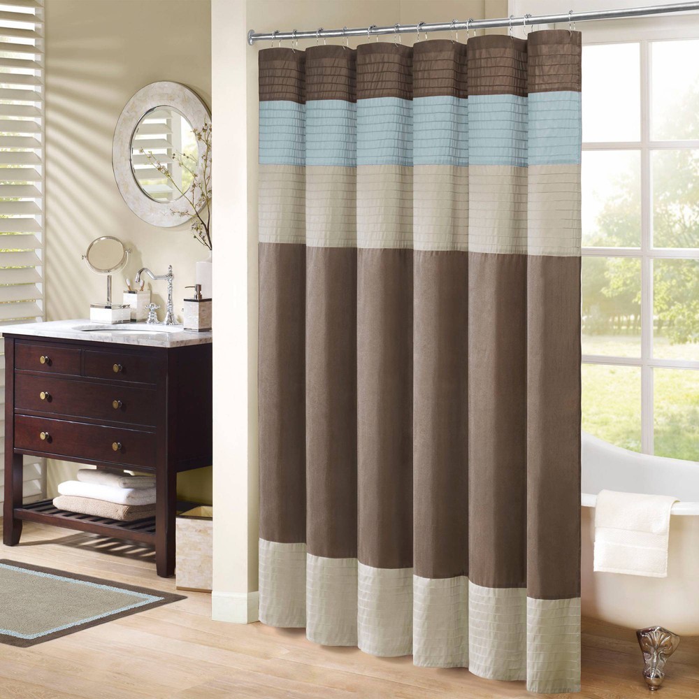 Photos - Shower Curtain Salem Solid Pieced Polyester  Brown