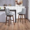 360 Degrees Swivel Bar Stool Set Of 2,Kitchen Chair With Footrest And Wood Legs,Linen Fabric Fixed Counter Height Chair-Cuddlewood - 4 of 4