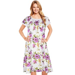 JEFFRICO Womens Nightgowns Short Sleeve Sleepwear Soft Pajama Dress Nightshirts - 1 of 4