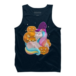 Men's Design By Humans Cute Unicorn With Jack O Lantern Halloween T Shirt By thebeardstudio Tank Top - 1 of 3