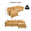 Hyleory Corduroy L-Shaped Sectional Sofa, 3-Seater Couch with Movable Ottoman, Modular Living Room Furniture for Apartments - 4 of 4
