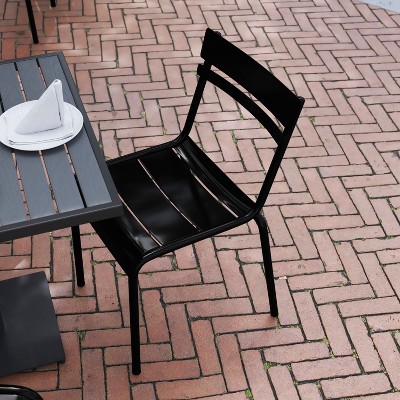 Nash Black Steel Armless Stackable Indoor-Outdoor Chairs, Set of 4