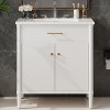 Vynxaria 31 Inch Classic White Curved Bathroom Vanity with Ceramic Sink One Complete Set Solid Wood Cabinet Soft Close Door Adjustable Shelf - 2 of 4