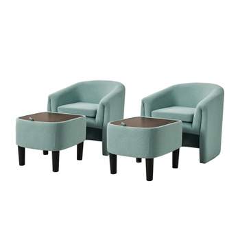 Giles Morden Upholstered Armchair with Removable Legs Storage Ottaman Set of 2|Artful Living Design