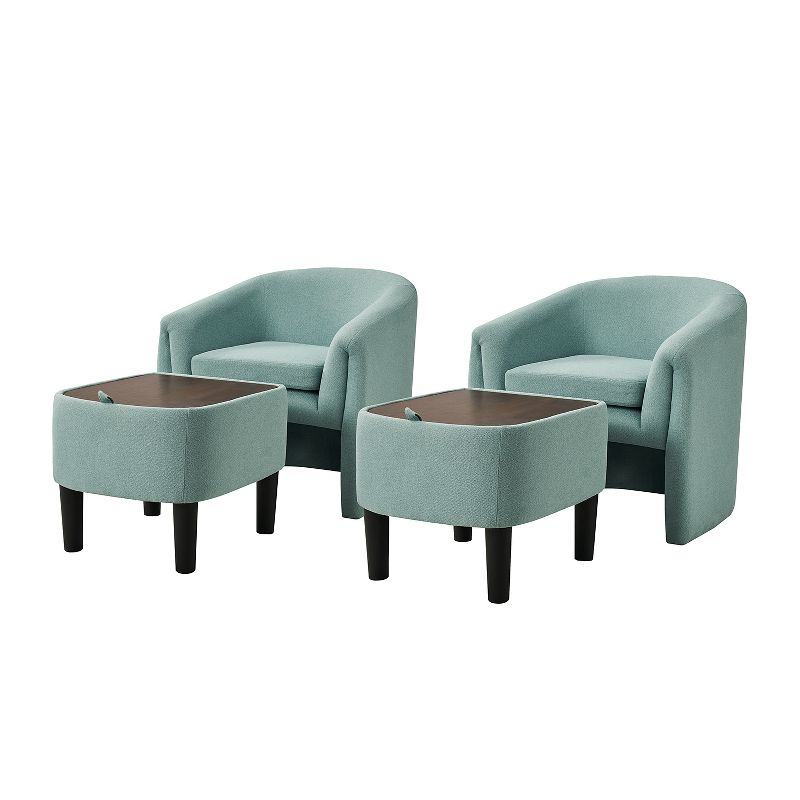 Giles Morden Upholstered Armchair with Removable Legs Storage Ottaman Set of 2|Artful Living Design, 1 of 9