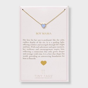 Tiny Tags 14K Gold Ion Plated Blue Enamel Heart Pendant Necklace - 1 of 4