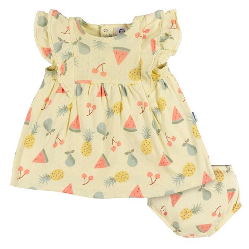 Gerber Baby Girls' 2-Piece Dress And Diaper Cover Set - 100% Cotton Gauze