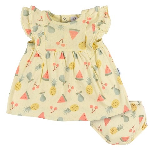 Gerber Baby Girls' Cotton Dress & Diaper Cover Set - Fruit - 18
