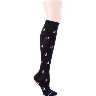 Dr. Motion Women's Cat Mild Compression Knee High Socks - Black 4-10