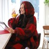 Catalonia Boho Geometric Pattern Fleece Plush Wearable Blanket Hoodie Sweatshirt for Women Men, Soft Fuzzy Snuggie Aztec Crochet Pullover, Cozy Gift - 3 of 4
