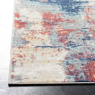 Jasper 8' x 10' Grey and Red Abstract Synthetic Rug