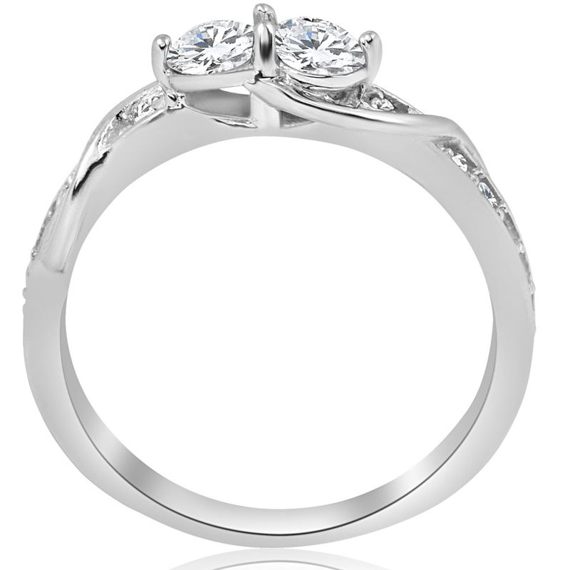 Pompeii3 5/8ct Diamond Two Stone Forever Us Crossover Engagement 10k White Gold Ring, 3 of 5
