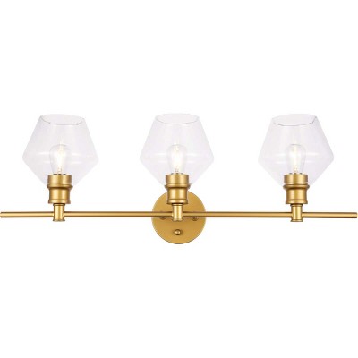 Elegant Lighting Gene 3 light Brass and Clear glass Wall sconce