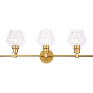 Elegant Lighting Gene 3 light Brass and Clear glass Wall sconce - 1 of 4