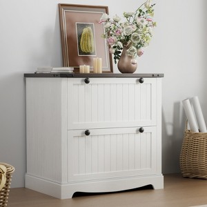 2 Drawer Farmhouse File Cabinet with Hanging File Folders for A4/Letter/Legal Size Documents ,30" Wood Lateral Filing Cabinet for Home Office - 1 of 4