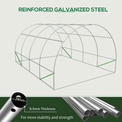 Large Green Steel Frame Walk-In Tunnel Greenhouse with Roll-Up Windows