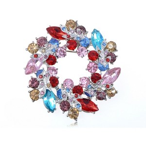 Anna-Kaci Crystal Inspired Floral Wreath Holiday Christmas Old Fashion Brooch Pin - 1 of 4