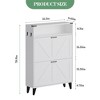 Shoe Cabinet with 2 Flip Drawers for Entryway, Freestanding Shoe Cabinet Organizer with Open Storage, Free Standing Shoe Rack Cabinet Corner - 4 of 4