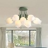 Dewdrop 3-Light Nature-Inspired Ceiling Light, Elegant Tulip Shaped LED Flush Mount in Soft Green and White, ETL Certified for Living Room - 2 of 4
