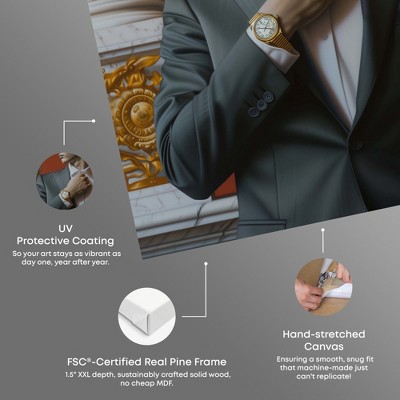 Contemporary Man in Suit with Gold Watch Canvas Wall Art, 16" x 24"