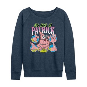 Women's - Spongebob Squarepants - No This Is Patrick Lightweight French Terry Wide Neck Long Sleeve Shirt - 1 of 4