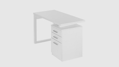 White Wood Home Office Desk with Filing Cabinet