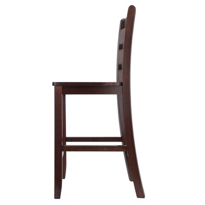 Benjamin Walnut Ladder-Back Wood Counter Stools, Set of 2