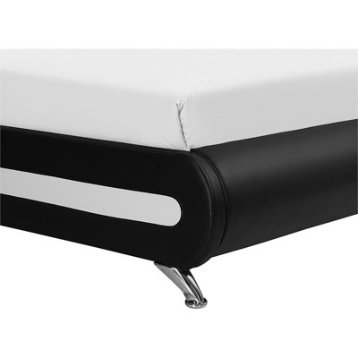Black Faux Leather Queen Platform Bed with Tufted Headboard