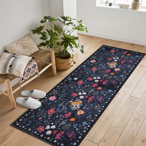 Boho Washable Floral Rugs, Large Living Room Rug, Non-Slip Soft Indoor Rugs for Bedroom, Area Rug Carpet for Dining Room Guest Room - 1 of 4