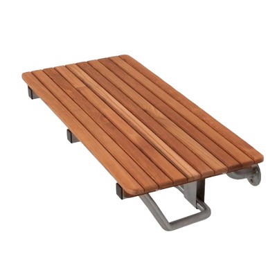 HomeRoots 28" Brown Premium Wall Mount Teak Shower Bench