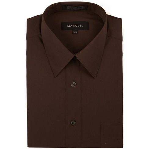 Marquis Men's Chocolate Brown Long Sleeve Regular Fit Point Collar ...