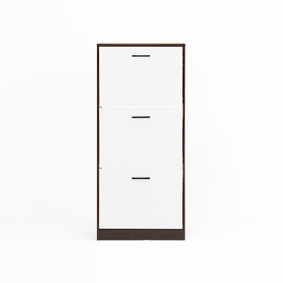 TIRAMISUBEST 3-Drawer Flip Shoe Cabinet - White Freestanding Narrow Shoe Rack Organizer for Entryway, Hallway & Closet